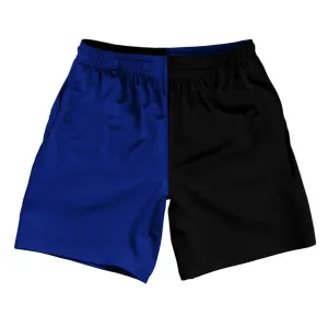 Blue Royal And Black Quad Color Athletic Running Fitness Exercise Shorts 7" Inseam Shorts Made In USA