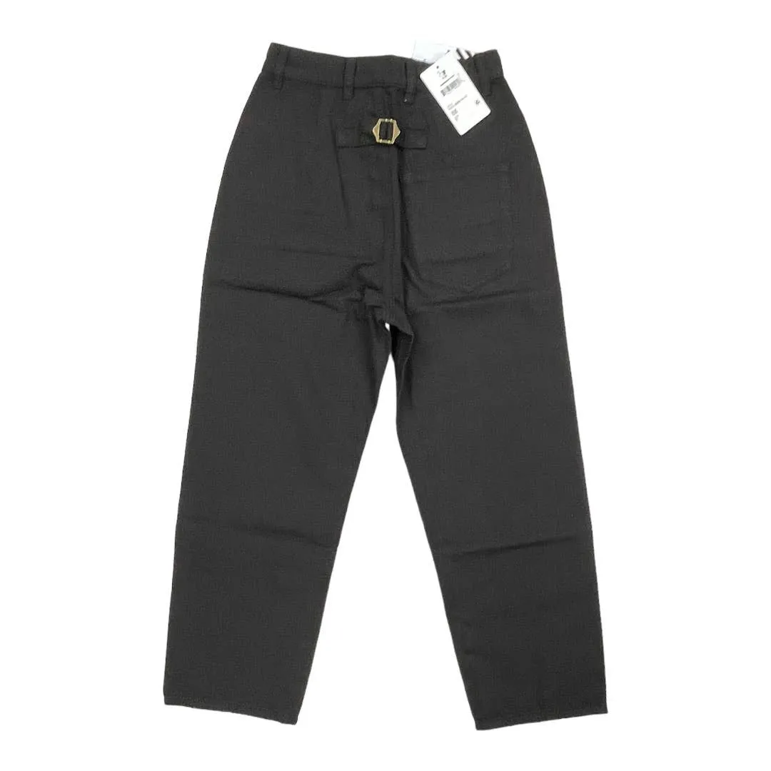 Free People x Sandrine Rose Wide Leg Pants Buckle Size 25 Black New