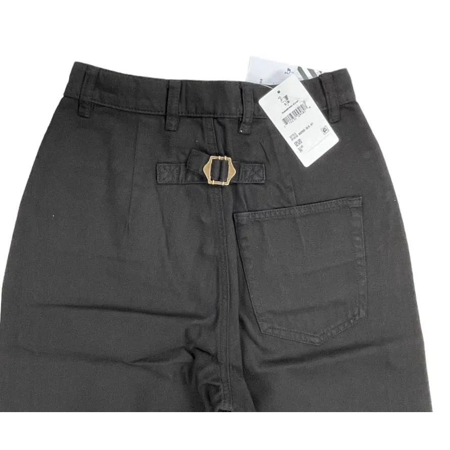 Free People x Sandrine Rose Wide Leg Pants Buckle Size 25 Black New