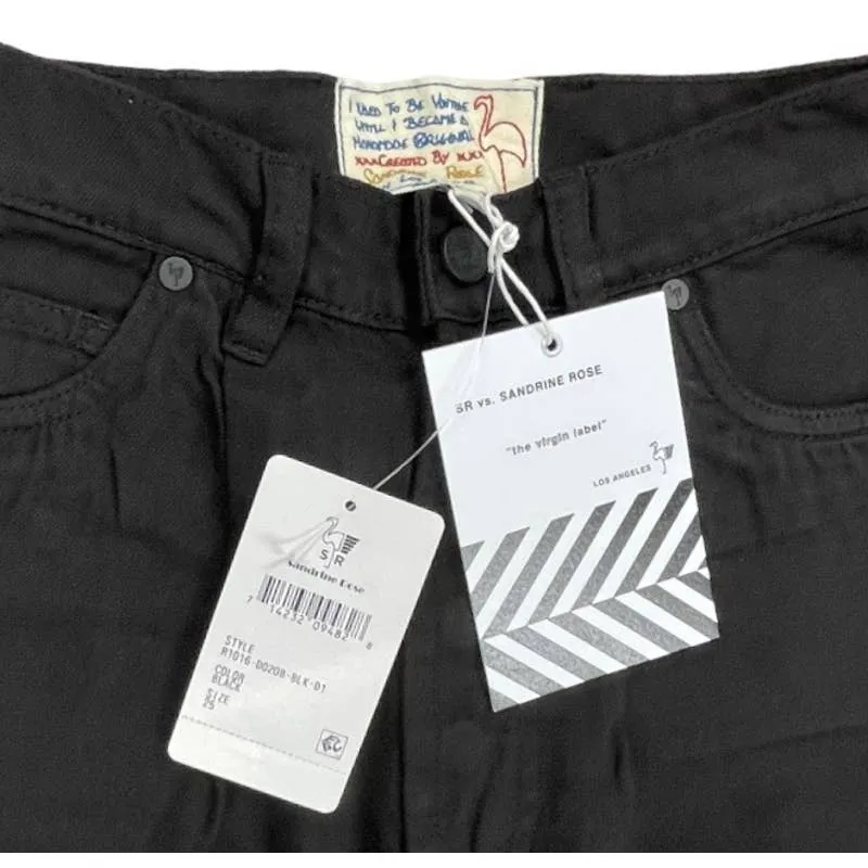 Free People x Sandrine Rose Wide Leg Pants Buckle Size 25 Black New
