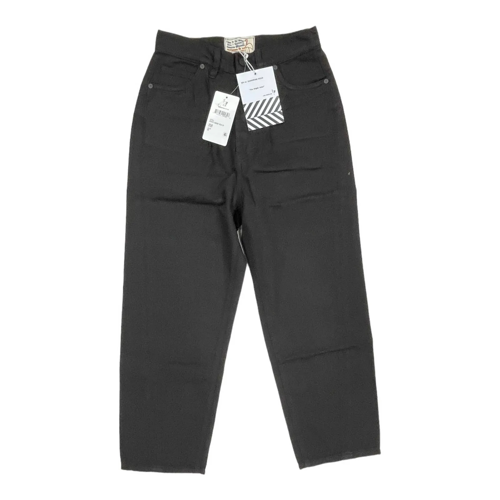 Free People x Sandrine Rose Wide Leg Pants Buckle Size 26 Black New