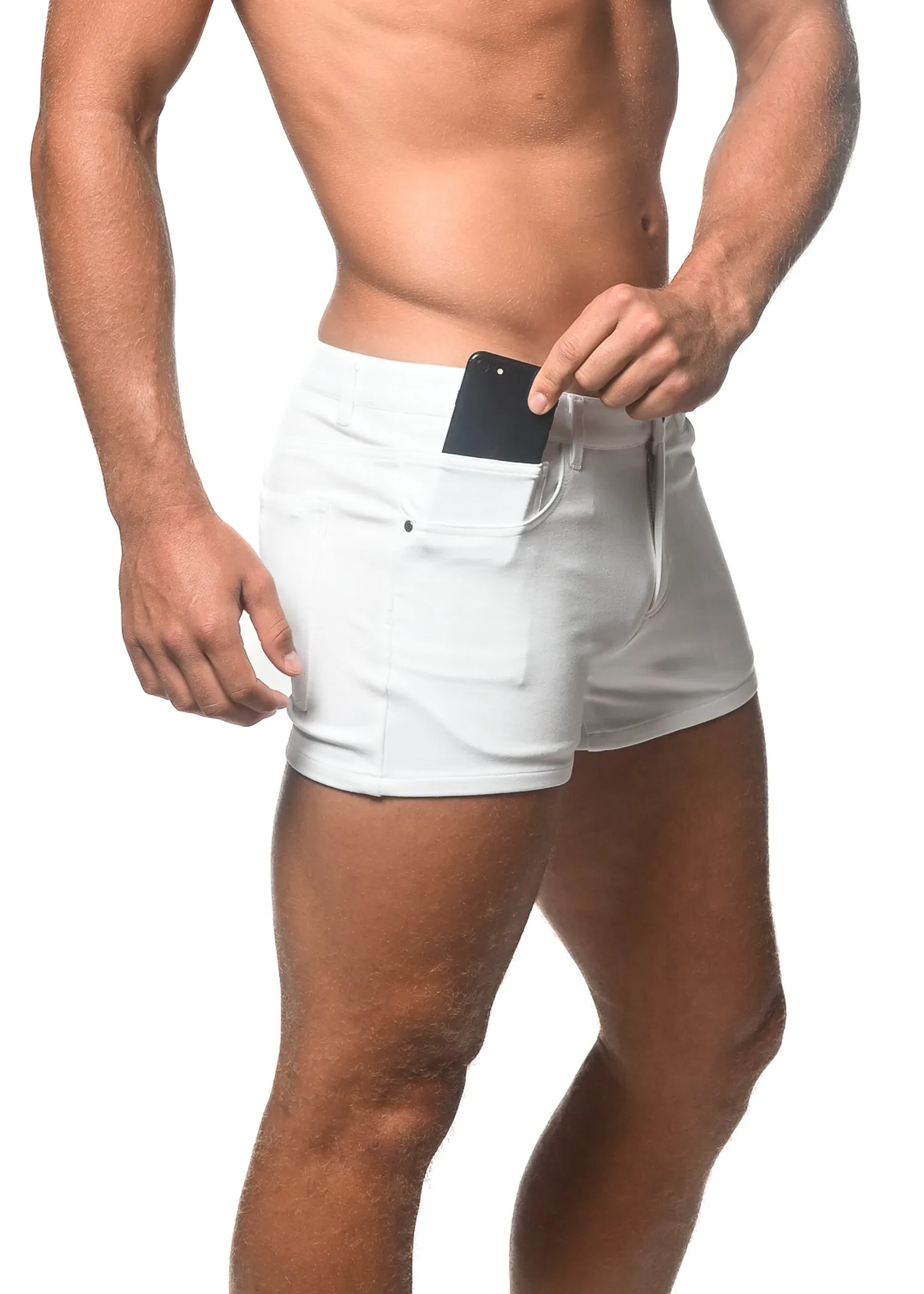 OFF WHITE 3" INSEAM STRETCH KNIT JEANS SHORT ST-1975