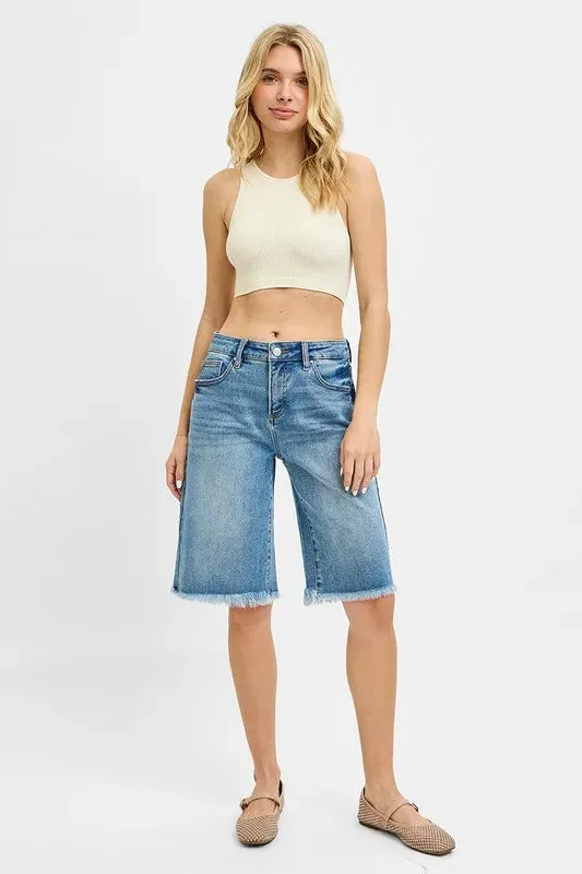 Tummy Control Bermuda Jean Shorts