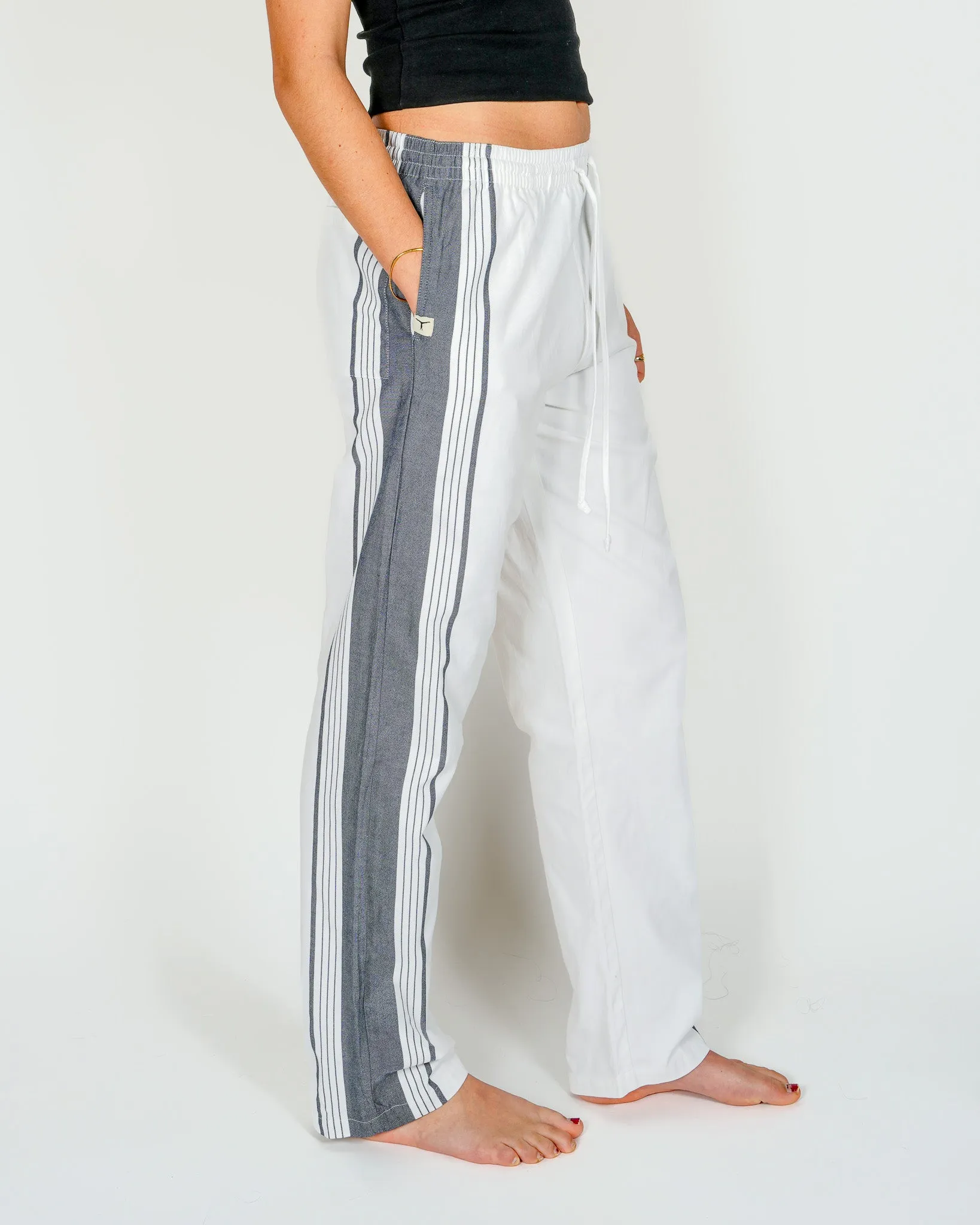 White & Navy Classic Lounge Pants